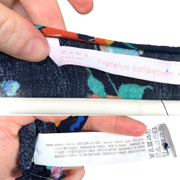 Zara Trafaluc Floral Ruched Sleeve Baby Doll Top Size Extra Small - Picture 13 of 15